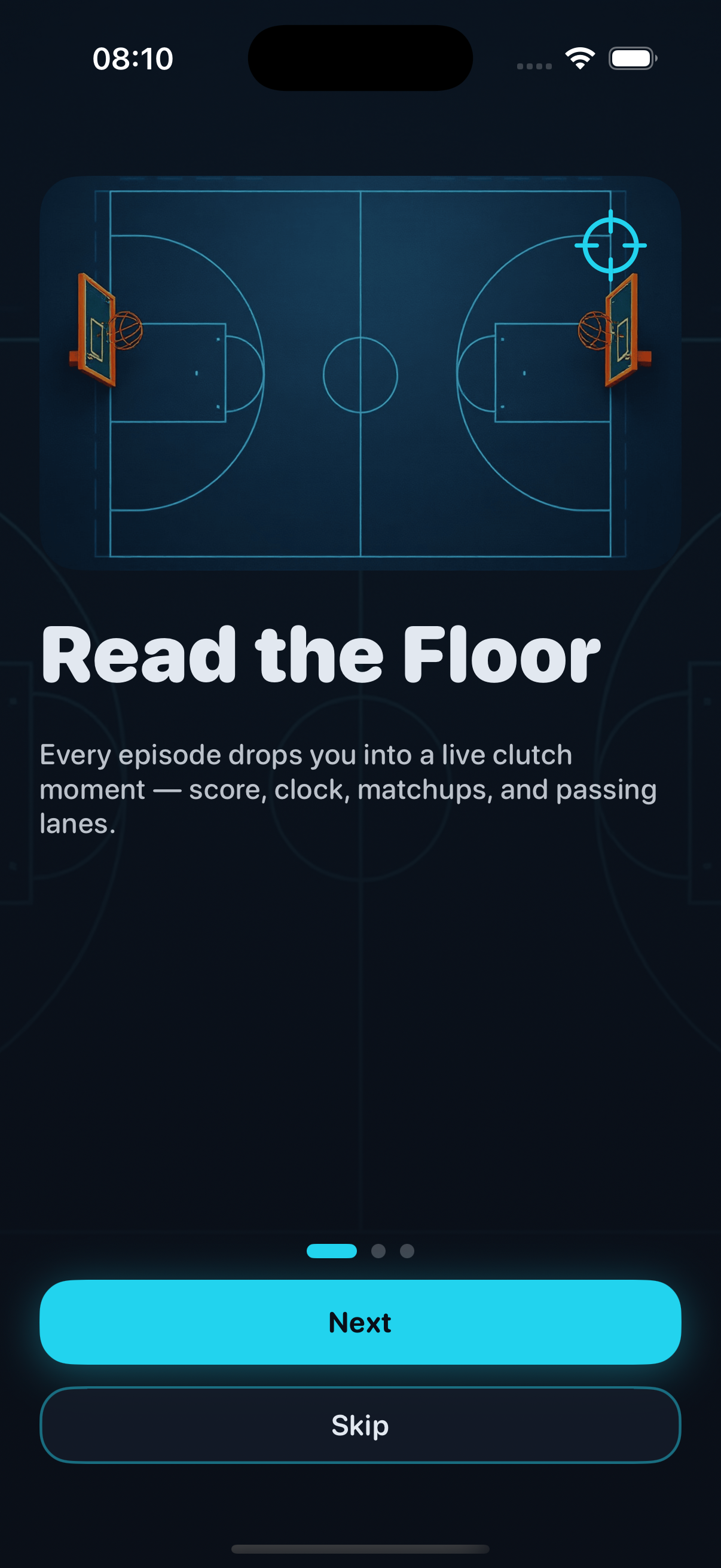 Onboarding screen explaining floor reads